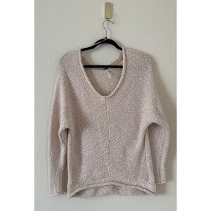 Free People Women's chamoix bright lights v-neck sweater‎ in beige Pink Size XS
